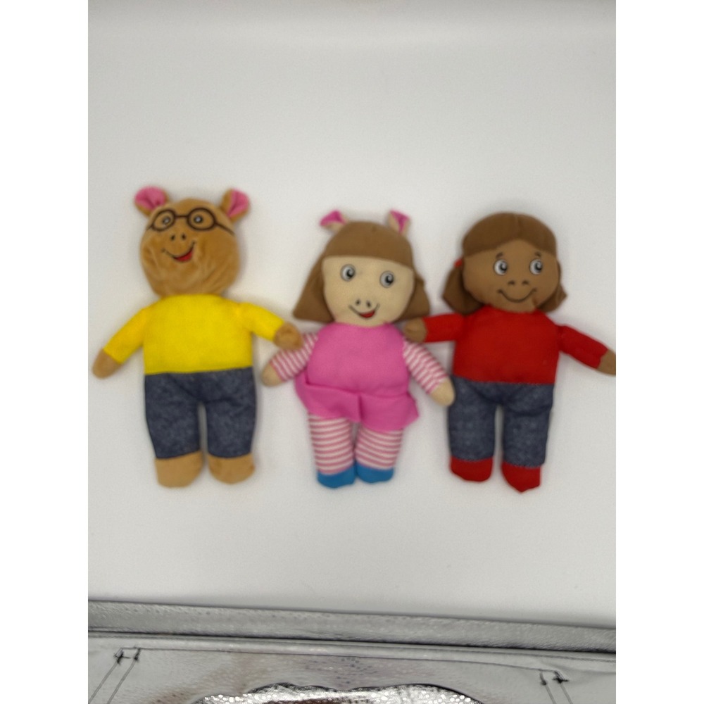 Lot of 3 Arthur PBS Kids Plush Toy Set Bean Bag Dolls